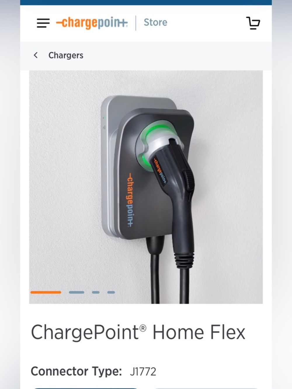 ChargePoint Home Flex EV Charger in Black and Silver with Green Accent